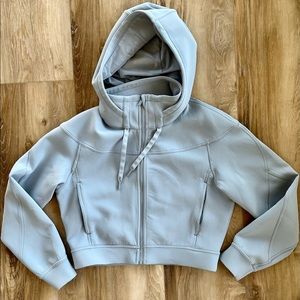 Lululemon scuba crop hooded jacket, full zip, perfect condition, size 8, grey